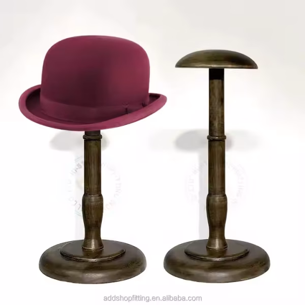 Durable Counter Top Antiques Wood Vintage Holder Hat Display Stand for Store - Image 2