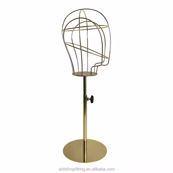 Durable Steel Gold Head Headwear Holder Hat Display Stand for Store - Image 4