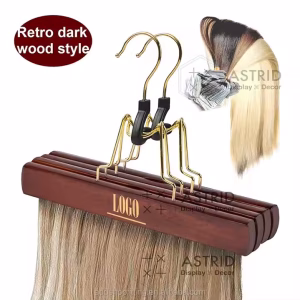 Astrid 23 CM Wooden Brand Custom logo Wig Hair Extensions Hanger for Display
