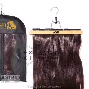 Astrid 30 cm Wooden Custom logo Clip 45 cm Wig Bags Hair Extensions Hanger for Wig
