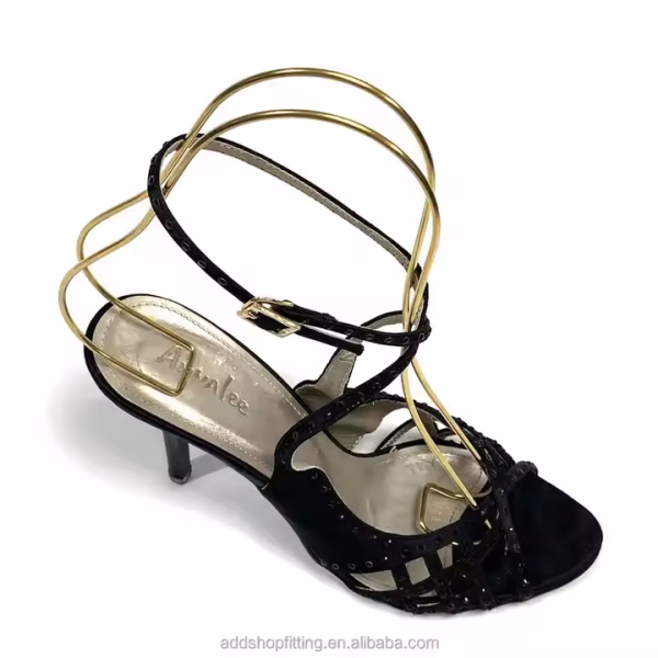 Durable Stainless Steel Gold Wire Women's High Heeled Holder Stretcher Shoe Rack for Retail Store - Image 7