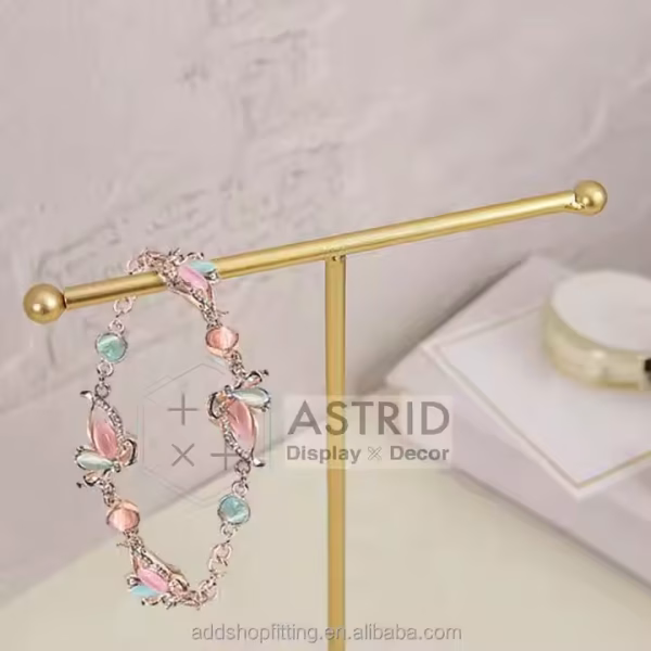 Golden T Steel Holder Stand Polish Sample Card Nail Display for Store Retail Home - Image 6