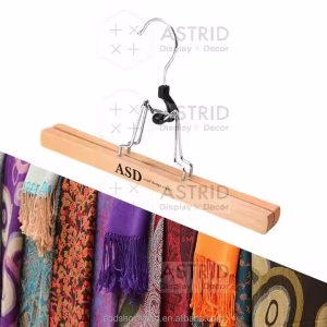 Astrid 30 CM Custom logo Wooden Sample Cloth Fabric Display Hijab Silk Scarf Hanger for Store