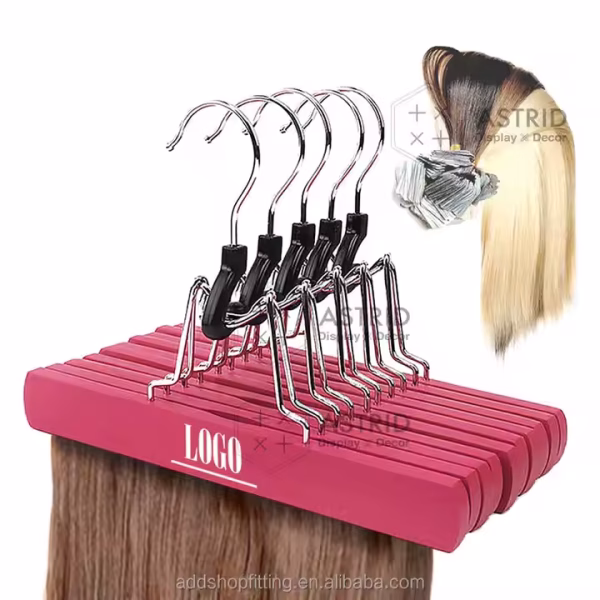 Astrid 23 CM High Quality Wooden Custom logo Display Wig Hair Extension Hanger for Shop - Image 3