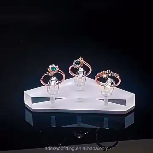 Solid Square Acrylic Jewelry Ring Holder for Store Display - Image 5