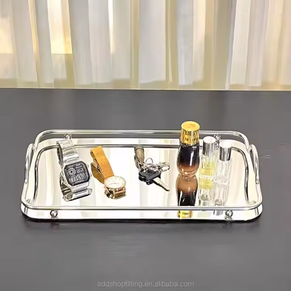 Luxury Rose Gold Steel Serving Earrings Jewelry Tray for Display - Image 3