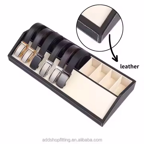 10 Grid Slots Luxury Leather case Organizer Belt Display Stand for Showcase Store Shop Display Home Storage - Image 4