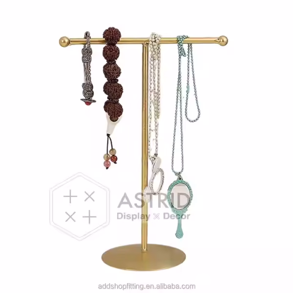 Golden T Steel Holder Stand Polish Sample Card Nail Display for Store Retail Home - Image 2