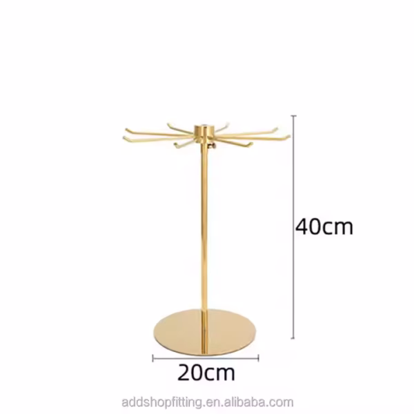 8 Hook Durable Stainless Steel Table Rotation Shelf Earring Jewelry Rack - Image 4