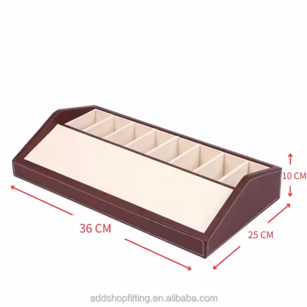 10 Grid Slots Luxury Leather case Organizer Belt Display Stand for Showcase Store Shop Display Home Storage - Image 3