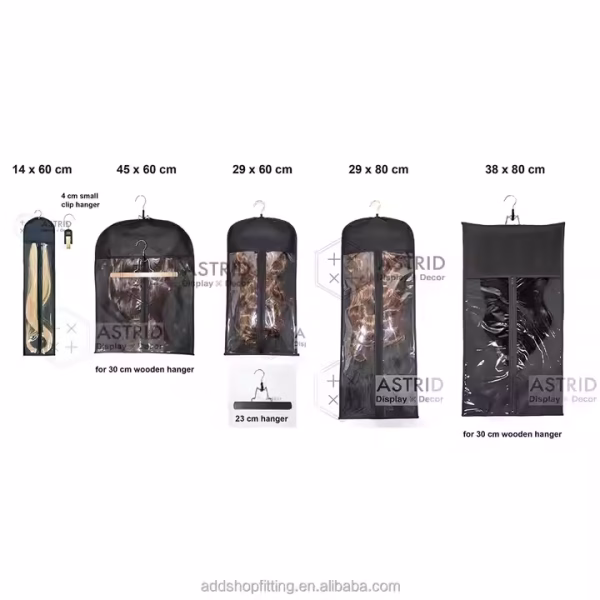 Astrid 29 X 60 cm Custom logo Display Hangers Extension Hair Wig Bag - Image 3