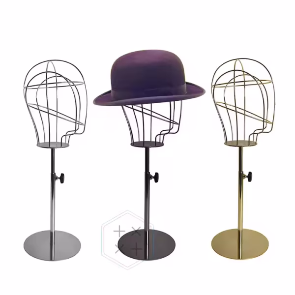 Durable Steel Gold Head Headwear Holder Hat Display Stand for Store