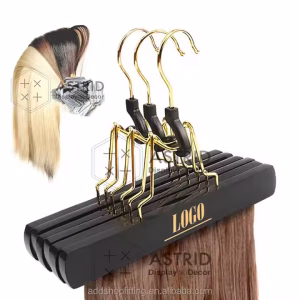 Astrid 23 CM High Quality Wooden Custom logo Display Wig Hair Extension Hanger for Shop