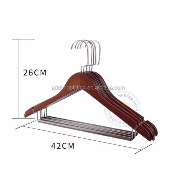 42 CM Custom logo Wood Pants Jacket Coat Clothes Hanger for Display - Image 4