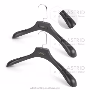 Astrid 44 CM Custom Logo PP Black Plastic Clothes Hanger for shop Display