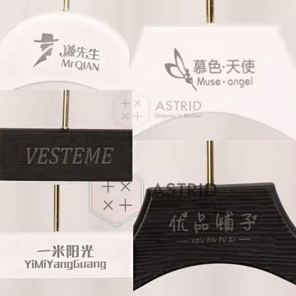 44 CM 38 CM Solid Custom logo Matte Wood Like PP plastic coat clothes hanger - Image 6