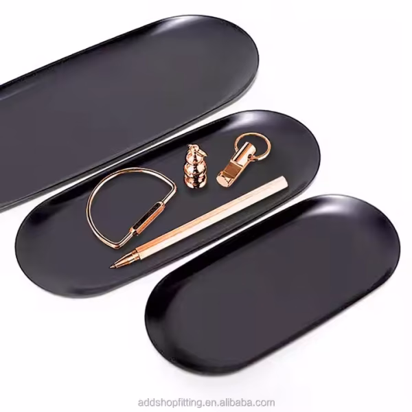 30 cm 23 cm Cusotom logo Stainless Steel Rose Gold Ring Candle Trinket Jewelry Tray - Image 3