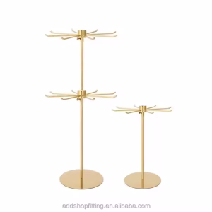 8 Hook Durable Stainless Steel Table Rotation Shelf Earring Jewelry Rack