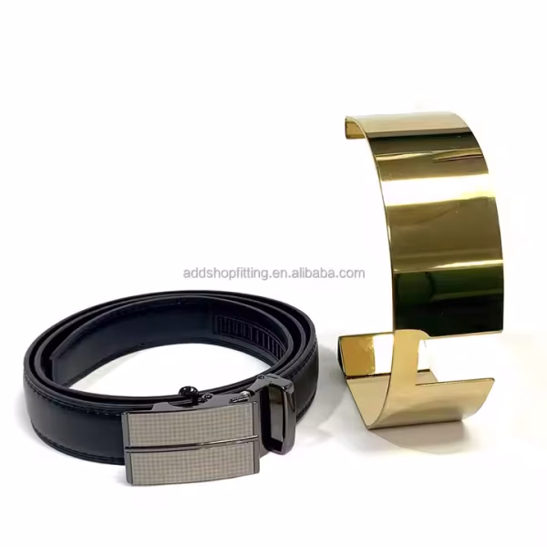 Luxury Stainless Steel Gold Rack Belt Stand Display for Store - Image 5