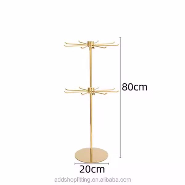 8 Hook Durable Stainless Steel Table Rotation Shelf Earring Jewelry Rack - Image 5