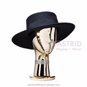 Gold Metal Head Mannequin cap hat Display Holder hair wig display Stand for store