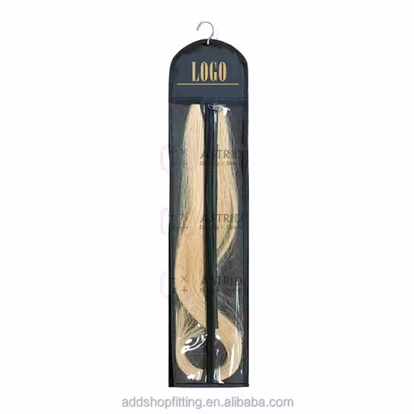 Astrid 14 X 60 cm Custom logo Packaging Clips Hair Extensions Hanger Wig Bags - Image 4