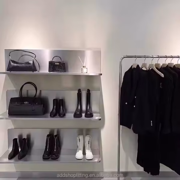 Multifunctional Stainless Steel Wall Rack Shoes Clothes Bag Accessories Display Shelf - Image 6