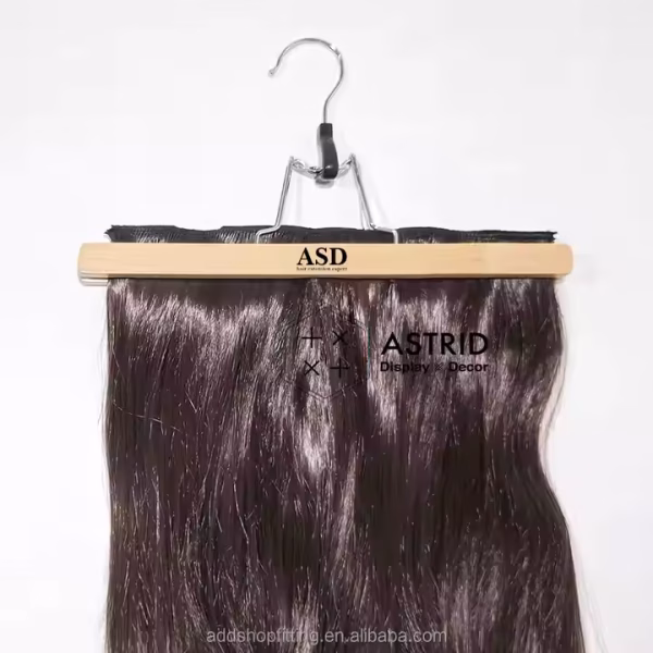 Astrid 30 cm Wooden Custom logo Clip 45 cm Wig Bags Hair Extensions Hanger for Wig - Image 3