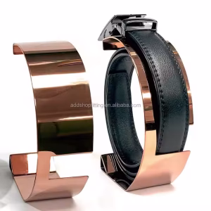 Luxury Stainless Steel Rose Gold Rack Stand Belt Display for Store