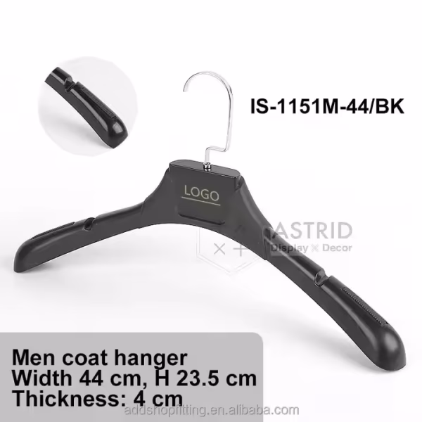 Astrid 44 CM Custom Logo PP Black Plastic Clothes Hanger for Store Display - Image 5