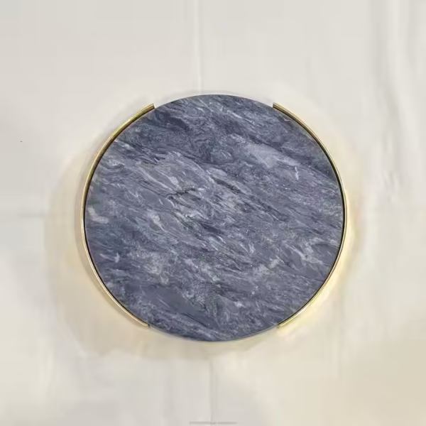 Luxury Gold Round Marble Serving Tray for Home Decor - Image 4