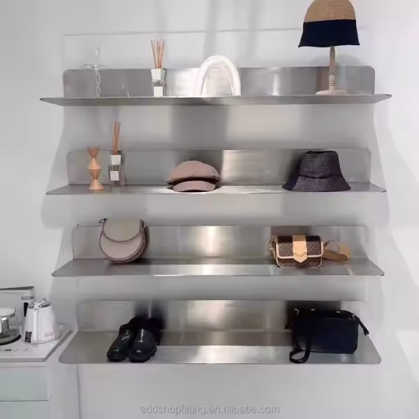 Multifunctional Stainless Steel Wall Rack Shoes Clothes Bag Accessories Display Shelf - Image 3
