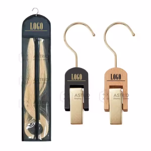 Astrid H18 CM Custom logo All Hook Clip Black Wood Wig Hair Extension Hangers