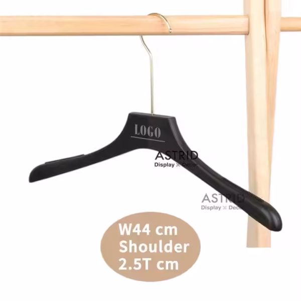 44 CM 38 CM Solid Custom logo Matte Wood Like PP plastic coat clothes hanger - Image 4