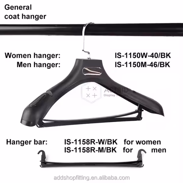 Astrid 40CM Custom Logo PP Black Plastic Clothes Hanger for Store Display - Image 3