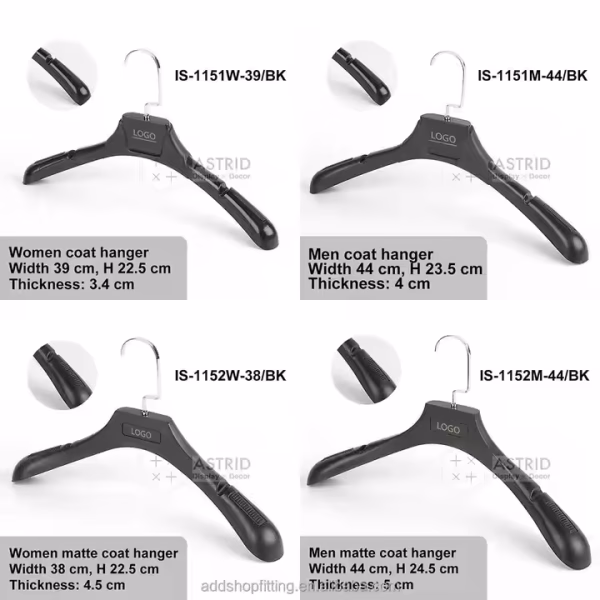 Astrid 44 CM Custom Logo PP Black Plastic Clothes Hanger for Store Display - Image 2
