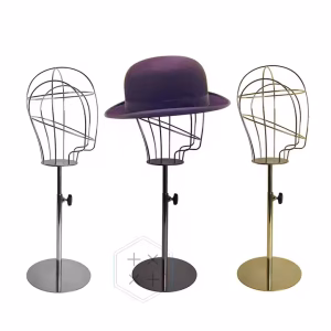 Gold Head Rack Cap Hat Display Stand for Clothing Store