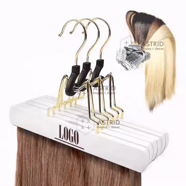 Astrid 23 CM High Quality Wooden Custom logo Display Wig Hair Extension Hanger for Shop - Image 2