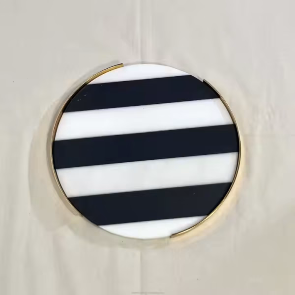 Luxury Gold Round Marble Serving Tray for Home Decor - Image 3