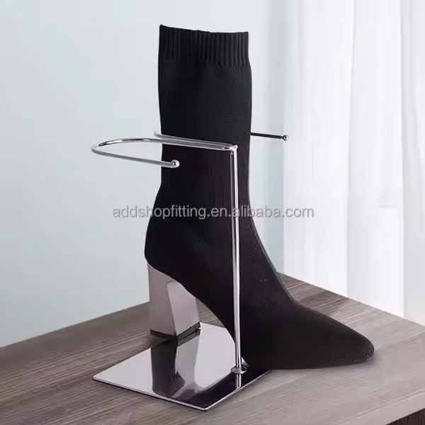 Modern Fashion Metal Steel Double Rack Boot Holder Display Stand for Retail Shop Use - Image 2