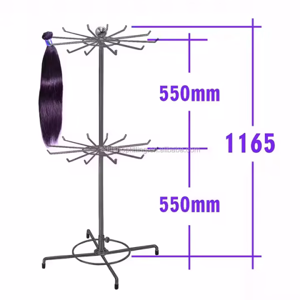 Metal Stand on Counter Hook Hair Extension Display - Image 2
