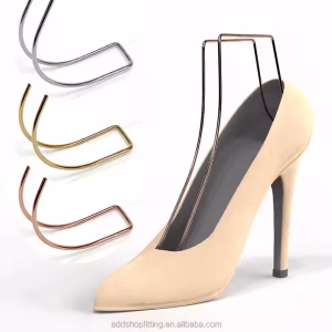 Rose Gold Wire High Heel Shoes Display Stand Durable Iron Retail Display Rack Modern Fashion Store Holder
