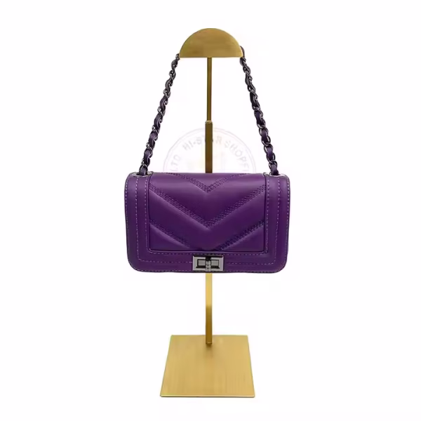 Stainless Steel Luxury Brushed Silver Gold Bag Stand Handbag Display - Image 2