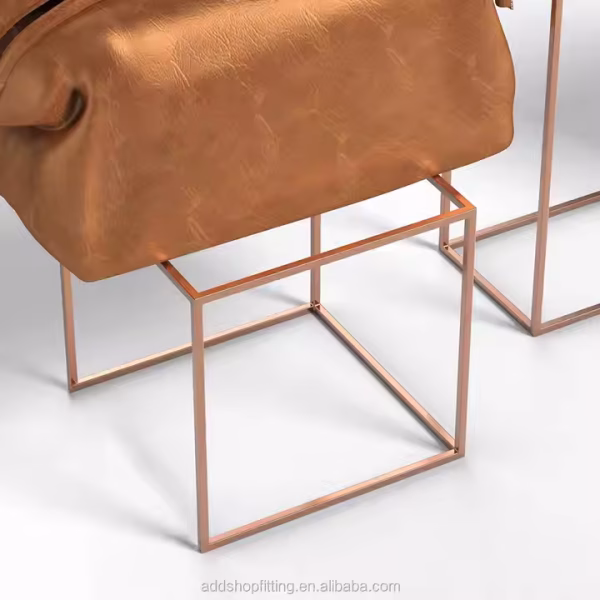 Luxury Rose Gold Metal Wire Purse Handbag Bag Display Stands for Retail Shopping Mall - Image 4