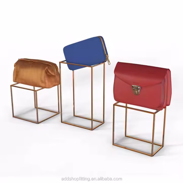 Luxury Rose Gold Metal Wire Purse Handbag Bag Display Stands for Retail Shopping Mall - Image 5