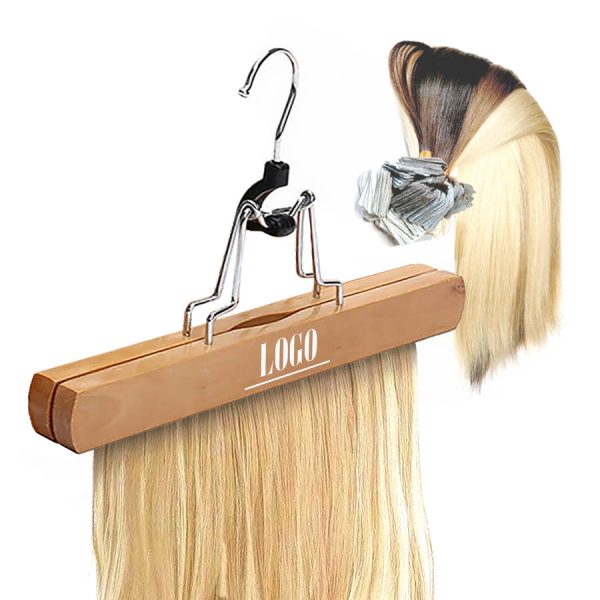 Astrid 23 cm White Wooden Custom logo Bag Wig Hair Extensions Hanger - Image 3