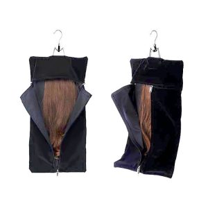 Astrid 29 X 60 cm Folding Custom logo Button Silk Wig Satin Hair Bag for Hanger