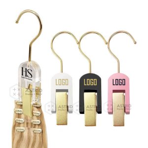 Durable Custom logo Clip Wig Display Acrylic Hair Extension Hanger for Salon