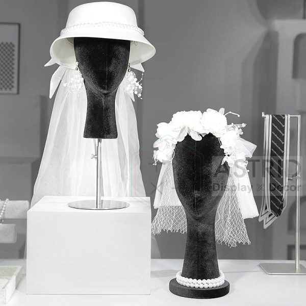 Velvet Head Mannequin Stand, Wig, Cap, and Hat Display Holder for Store Use (5 Colors) - Image 2