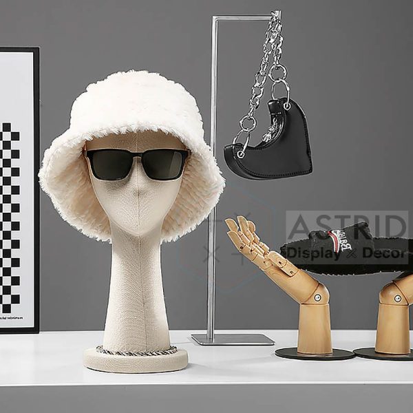 Velvet Head Mannequin Stand, Wig, Cap, and Hat Display Holder for Store Use (5 Colors) - Image 3